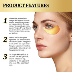 Jaysuing Golden Honey Eye Mask Relieves Fine Lines Dark Circle Eye Bag Removing Anti Puffiness 24k Gold Snail Collagen Eye Masks