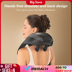 MERACH Cordless Neck Massager for Pain Relief Deep Tissue Shiatsu Neck Shoulder Massager with Heat Back Massager for Home Office