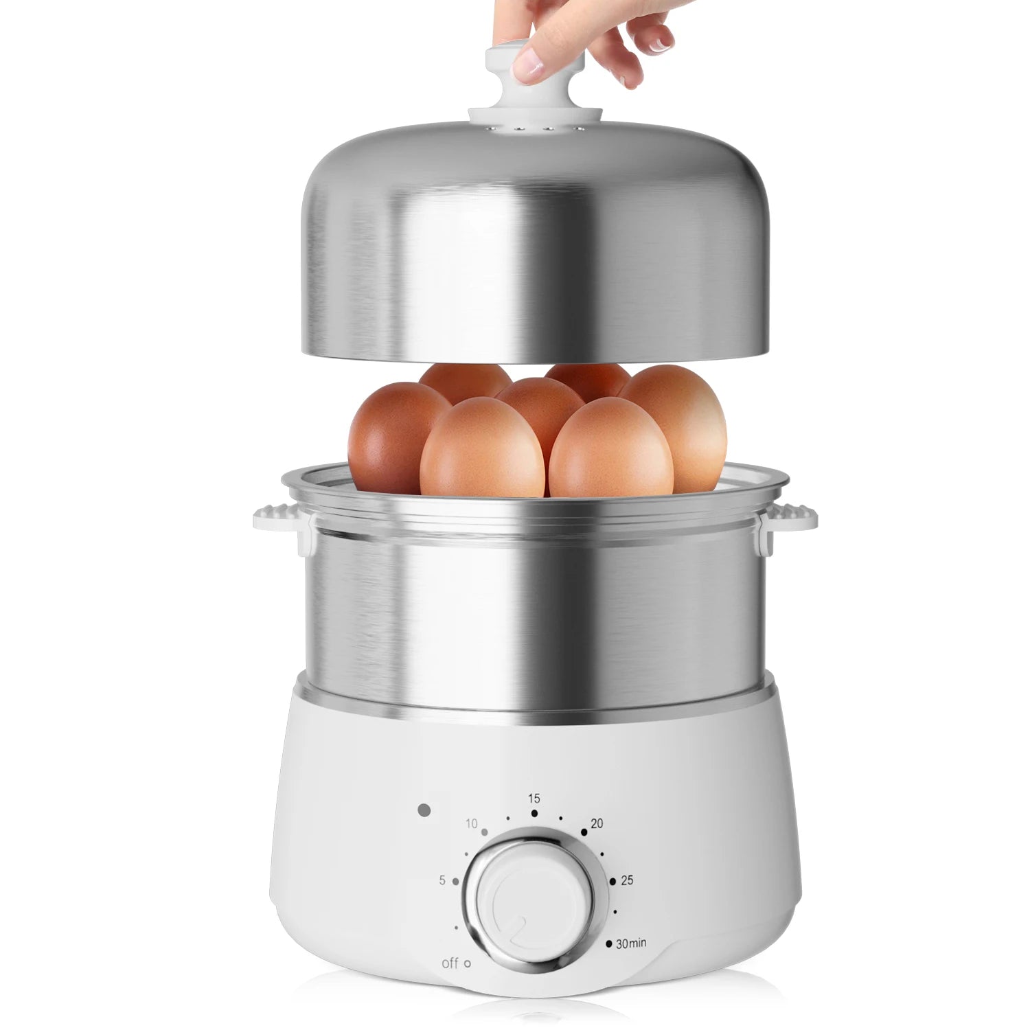 Egg Cooker - CACHOO 14-Egg Capacity Electric Hard Boiled Stainless Steel Egg Cooker with 30-Min Timer and Auto Shut-Off