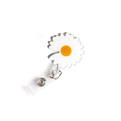 2021 New Design 1 Piece High Quality Acrylic Retractable Nurse Badge Reel Fashion Daisy Love Heart Name Tag ID Badge Holder Clip