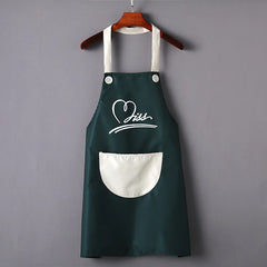 Modern Black PVC Smile Printed Apron Waterproof Oil-proof for Femme Men Big Pocket Apron Dress Household Kitchen Supplies