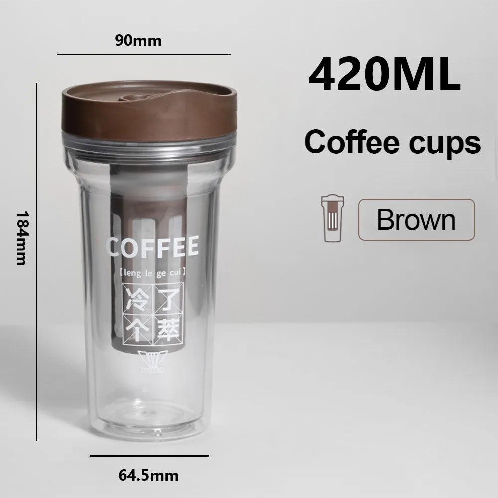 420ML Cold Brew Coffee Maker with Filter Coffee Cup with Leak-proof Lid Water Bottle for Tea Fruit Juice for Fridge Cold Drink