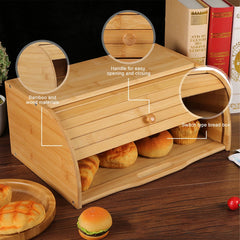 Premium Bamboo Bread Box, Bread Storage And Organizer, Organizer For Kitchen Countertop