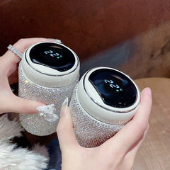 300ml Luxury Rhinestones Stainless Steel Vacuum Flasks Temperature Display Thermos Cup travel Tumbler Water Bottle Coffee Mug