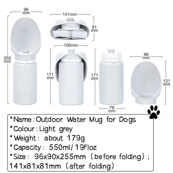 550ml Folding Pet Outdoor Walking Mug Portable Travel Water Bottle Puppy Cats Dogs Drinking Water Dispenser Cup Supplies