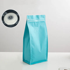 50pcs Eight-side Self-standing Coffee Bags Snack Dried Fruit Aluminum Foil Zipper Bag Coffee Bean Food Packing One-way Valve Bag