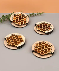 Wooden Crafts Bee Coaster Honeycomb Pad  Living Room Decoration Christmas Insulation Pad Bowl Mat Resin Coaster