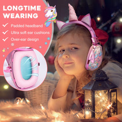 Kid's Unicorn Dinosaur Noise Reducing Headphones Children's Girls' Adolescent Foldable Adjustable Earmuffs Suitable for School