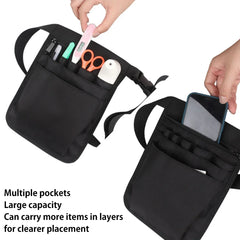 Nurse Organizer Belt Nylon Multi-Compartment Waist Organizer Belt Adjustable Portable Nurse Tool Storage Bag Black New