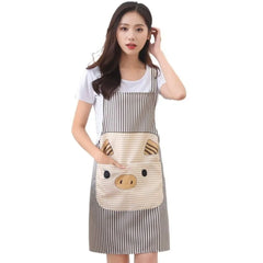 Fashion Cartoon Pig Apron Kitchen Supply Oil-proof Apron Hanging Neck Polyester Antifouling Sleeveless Apron