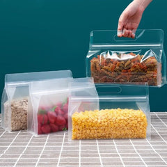 50Pcs Clear Plastic Wide Zipper Bag Doypack Stand Up Side Gusset Resealable Zip Lock Pouches Food Packaging Bag Sugar Tea