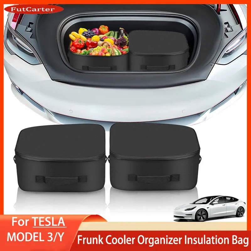 Cooler Insulation Storage For Tesla Model 3 Y 2017-2023 Organizers Bag Front Trunk Outdoor Picnic with Straps Car Accessories