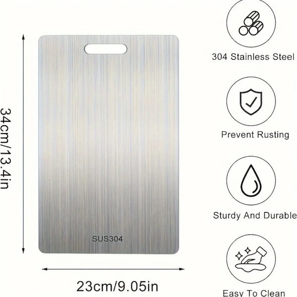 1pc High-Quality Titanium Alloy Chopping Board - Double-Sided Food-Grade Stainless Steel Chopping Board Suitable for Kitchen