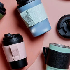 Cup Sleeves For Hot Drinks Coffee Sleeves Mug Sleeve Hand Protector Reusable Jacket With Handle Cafe Insulator PU Leather For