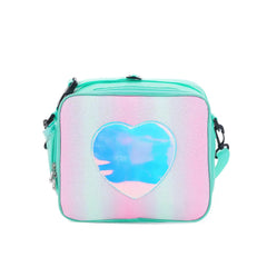 Lunch Bag Rainbow Loving Heart Laser Portable Large Bento Pouch for Children Girl Thermal Insulated Cooler Shoulder Picnic Box