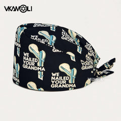 Operating room work hats printed with orthopedic series patterns.100% cotton medical staff scrubs hat