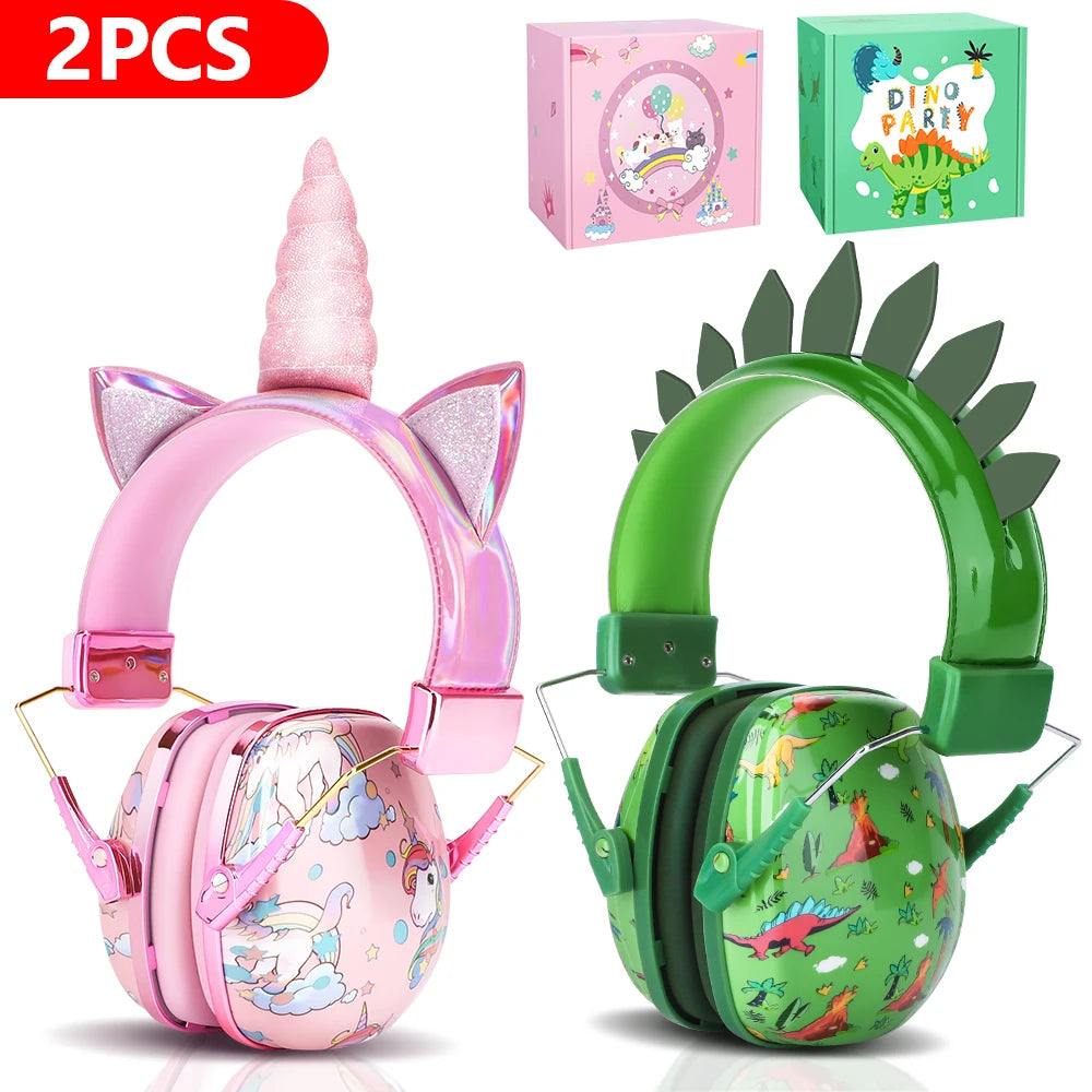 Kid's Unicorn Dinosaur Noise Reducing Headphones Children's Girls' Adolescent Foldable Adjustable Earmuffs Suitable for School