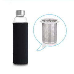 UPORS 550ML High Temperature Resistant Glass Sport Water Bottle with Tea Infuser + Protective Bag Water Bottle