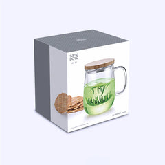 SAMADOYO Heat-resistant glass tea making cup, tea water separation belt, filtered flower tea cup, home office with cover belt