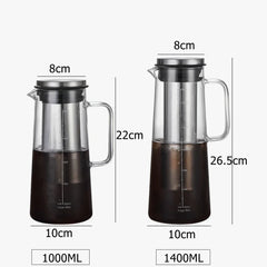 Cold Brew Iced Coffee Maker Airtight  Tea Infuser 1000ml 2L Glass Carafe with Removable Stainless Steel Filter Iced Tea Maker