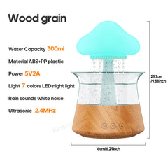 Rain Cloud Electric Air Humidifier 300ml Aroma Diffuser Zen Rain Water Drops Colorful Night Light Humidifier for Home Gift