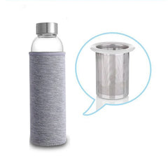 UPORS 550ML High Temperature Resistant Glass Sport Water Bottle with Tea Infuser + Protective Bag Water Bottle