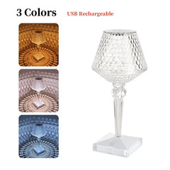 Crystal Table Lamp Rechargeable Touch Light-changing Eye Protection Lamp For Home Bedroom Bedside Decoration Lights Dropshipping