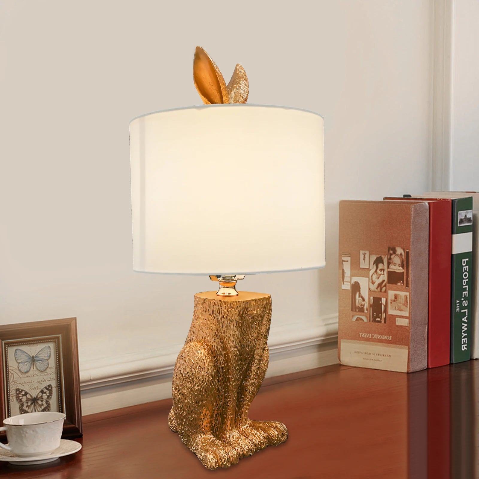 Golden Rabbit Table Lamp with E26 Bulb Base Bedside Lighting Fixtures for Living Room Study Room Desk Lights (Bulb Not Included)