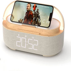 COSLUR S29 Bluetooth Speaker 1800Mah Battery Supports 15W Wireless Charging Digital Clock Display Night Light Alarm Clock