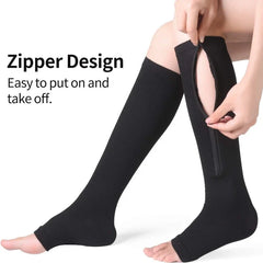 Medical Zipper Compression Sock Women Men High Elasticity Nylon Closed Toe Pressure Stocking for Edema Varicose Veins