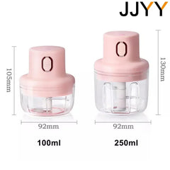 JJYY Portable Electric Food Chopper 100/250ml Mini Garlic Press USB Home Garlic Masher Kitchen Tools