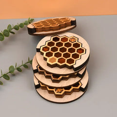 Wooden Crafts Bee Coaster Honeycomb Pad  Living Room Decoration Christmas Insulation Pad Bowl Mat Resin Coaster