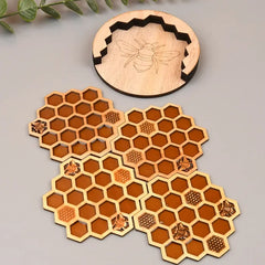 Wooden Crafts Bee Coaster Honeycomb Pad  Living Room Decoration Christmas Insulation Pad Bowl Mat Resin Coaster