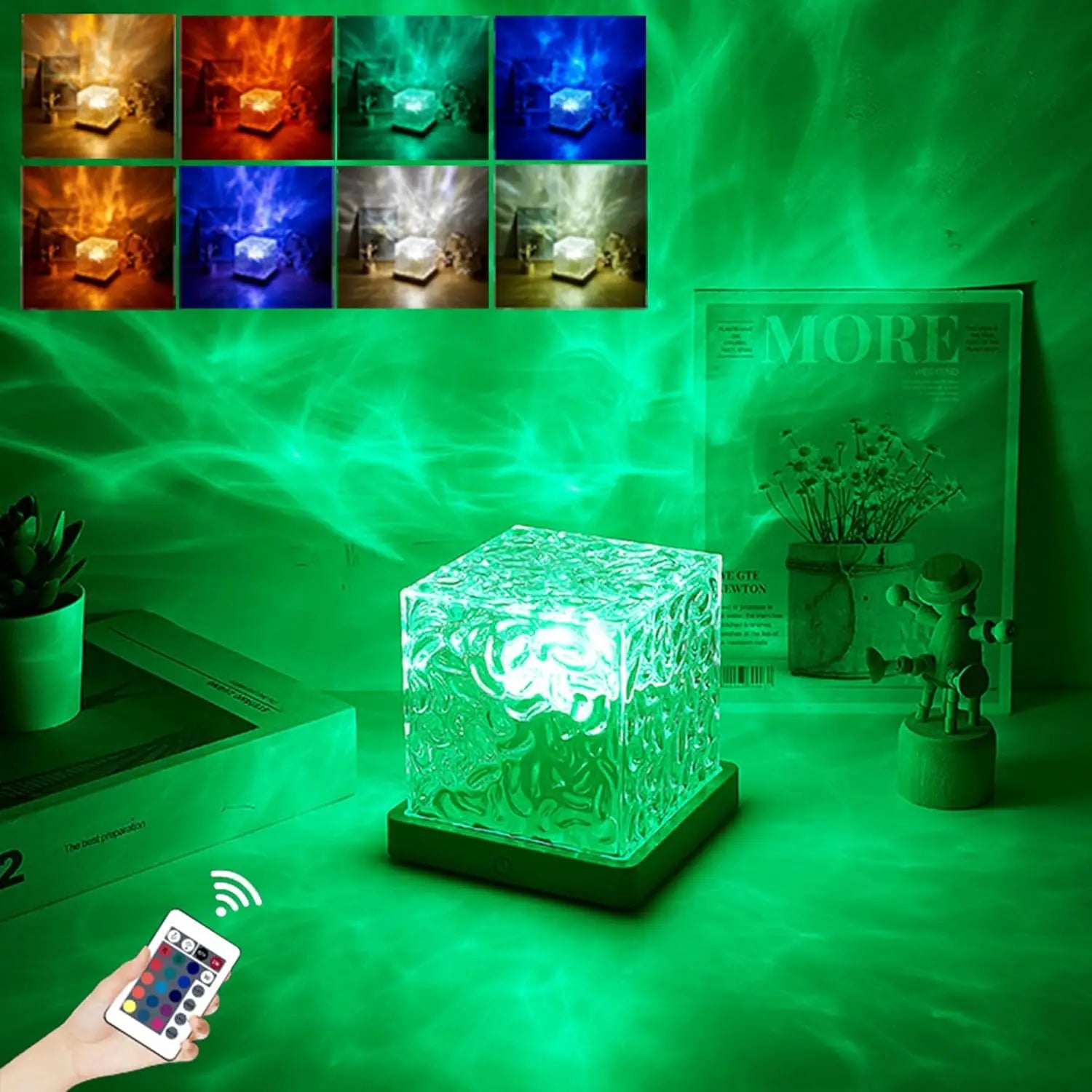 Northern Lights Ocean Wave Projector Light 16 Colors Wave Night Light Aurora Lamp with Remote Control for Office Bar Restaurant