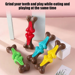 Dog Biting Toy Pet Teeth Grinding Stick Wooden TPR Material Bone Shape Cleaning Teeth Pet Training Supplies