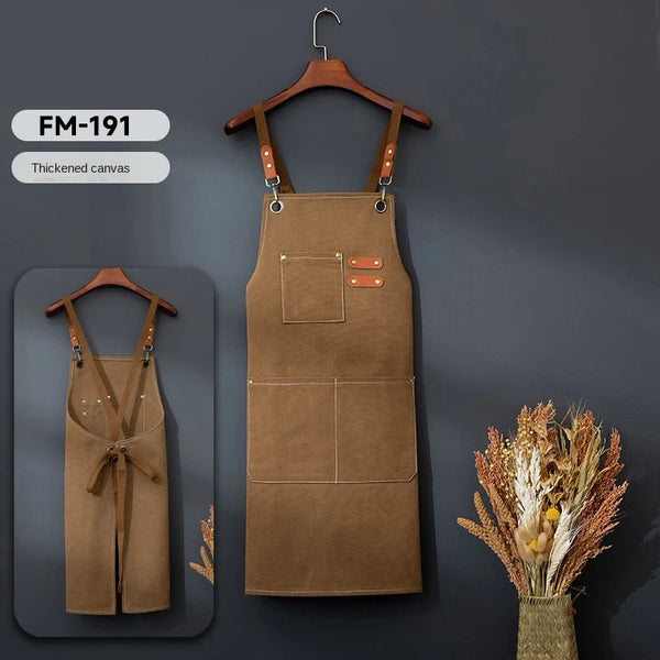 12 oz canvas waterproof apron 3 Pocket coveralls perfect for cafes, restaurants, home kitchens, thickened canvas aprons