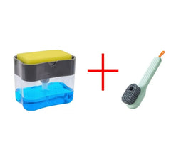 Plastic 2-in-1 Sponge Box With Soap Dispenser Double Layer Kitchen soap dispenser sponge Scrubber Holder Case  WJ608