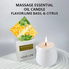 Fruity scented natural massage oil candle. Low heat. 1.69 oz, coconut wax. Hydrating. For home & V-Day. Natural luxury. Soothing