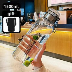 Large Capacity Glass Water Bottle Transparent Milk Juice Cup with Stainless Tea Infuser Outdoor Portable Leakproof Glass Bottle