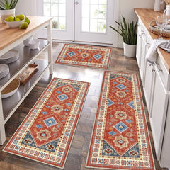 Kitchen rug set 3 pieces, washable kitchen mat, for thick floor kitchen floor mat, for hallway laundry holiday decoration