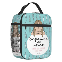 Cartoon Ladies Nurse Doctor Printed Portable Lunch Box for Women Leakproof Thermal Cooler Food Insulated Lunch Bag Picnic Tote