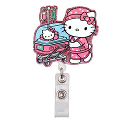 MINISO Lovely Kitty Cats Nurse Doctor Cartoon Hospital Medical Workers Clips Badge Reels Brooches Keychains Name Cards Holders