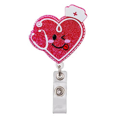 Lovely Cartoon Shiny PVC Medical Nurse Doctor Hospital Retractable Badge Reel Exhibition Name Card Holder Keychains Brooches