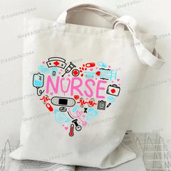 Medical Equipment Heart Shoulder Bag Women Men Nurse Letter Heartbeat Pattern Tote Bags Large-capacity Medical Symbols Handbag