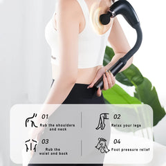 Fascia Gun with Extended Handle and Elbow for Self-assist Massage of the Upper and Lower Back Muscle Relaxation and Massage Done