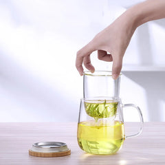 SAMADOYO Heat-resistant glass tea making cup, tea water separation belt, filtered flower tea cup, home office with cover belt