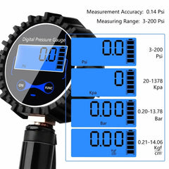 Tire Pressure Gauge LCD Digital Tyre Tester 3-200PSI Tire Pressure Monitor Test Accessories for Car Truck Vehicle Motorcycle