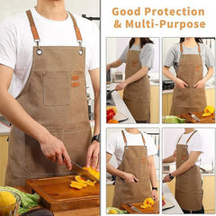 12 oz canvas waterproof apron 3 Pocket coveralls perfect for cafes, restaurants, home kitchens, thickened canvas aprons