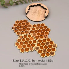 Wooden Crafts Bee Coaster Honeycomb Pad  Living Room Decoration Christmas Insulation Pad Bowl Mat Resin Coaster