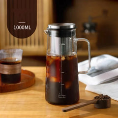 Cold Brew Iced Coffee Maker Airtight  Tea Infuser 1000ml 2L Glass Carafe with Removable Stainless Steel Filter Iced Tea Maker